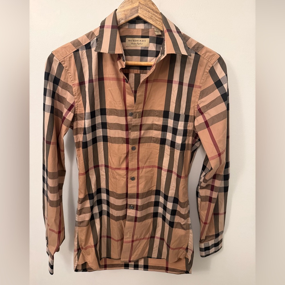 Burberry Men's Nova check Beige Button-Up Shirt